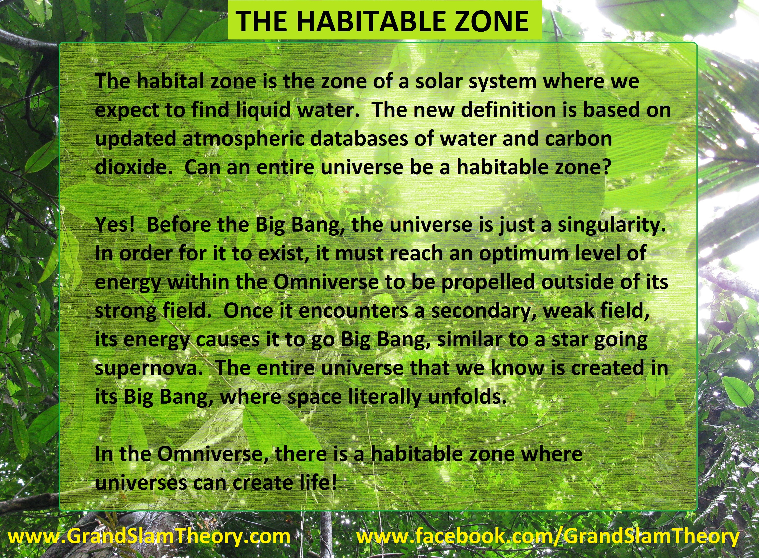 The Universe’ Habitable Zone